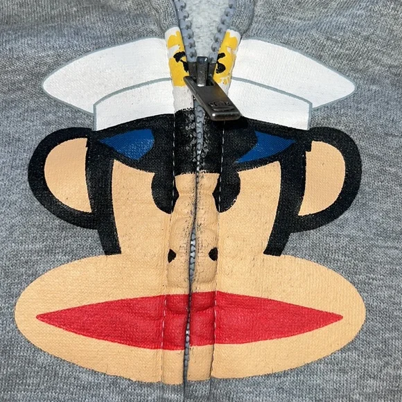 Paul Frank Kid Boy Youth Gray Zip Up Sweater Hoodie - Picture 2 of 6